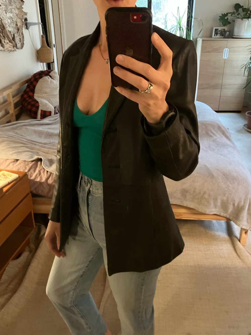 Leather blazer style jacket